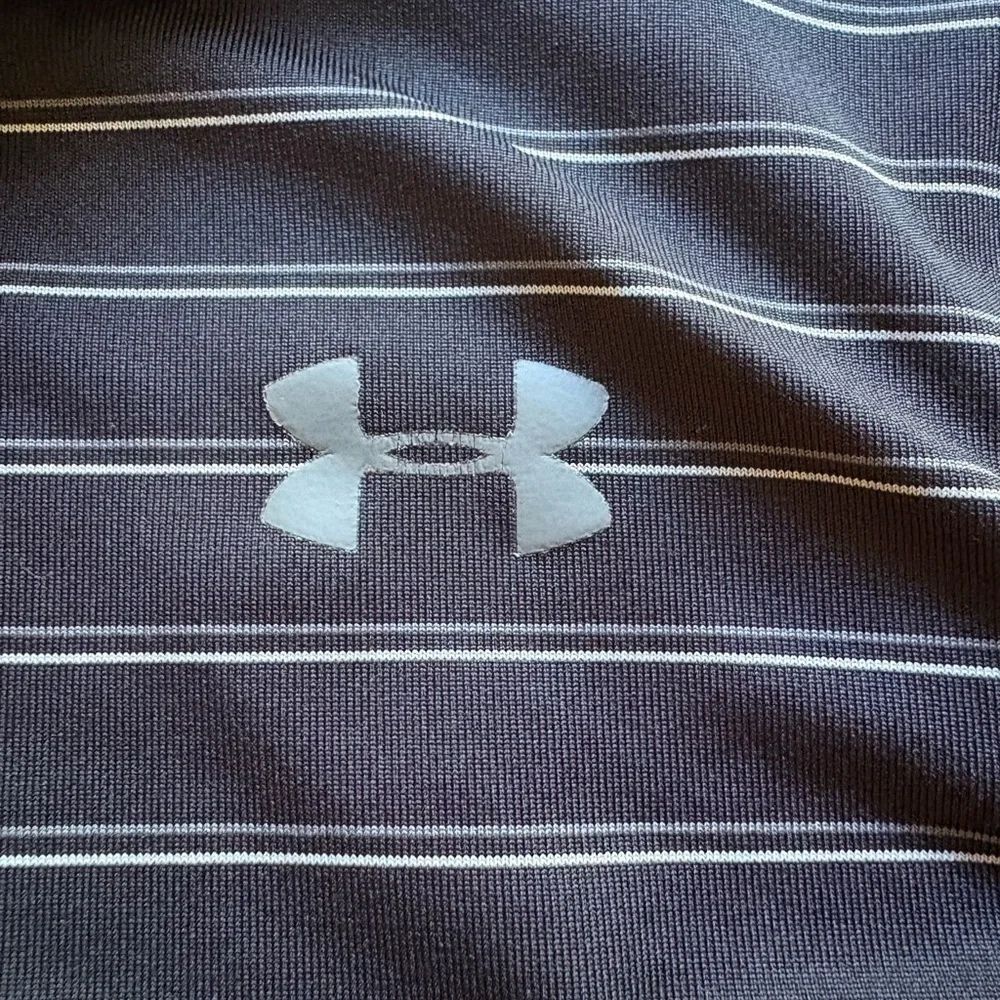 Under Armour Youth Large Black Striped Polo Shirt